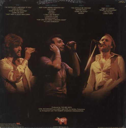 The Bee Gees Here At Last ... Bee Gees Live - stickered shrink 2-LP vinyl record set (Double LP Album) US BGE2LHE671329