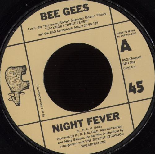 The Bee Gees Night Fever 7" vinyl single (7 inch record / 45) Spanish BGE07NI674339