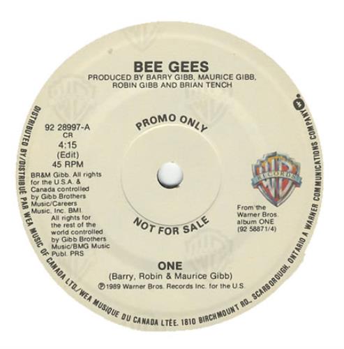 The Bee Gees One 7" vinyl single (7 inch record / 45) Canadian BGE07ON154436