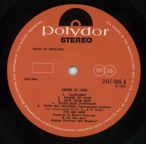 The Bee Gees Sound Of Love vinyl LP album (LP record) UK BGELPSO222742