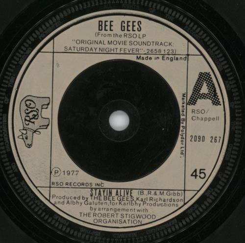 The Bee Gees Stayin' Alive - Picture Sleeve 7" vinyl single (7 inch record / 45) UK BGE07ST585890
