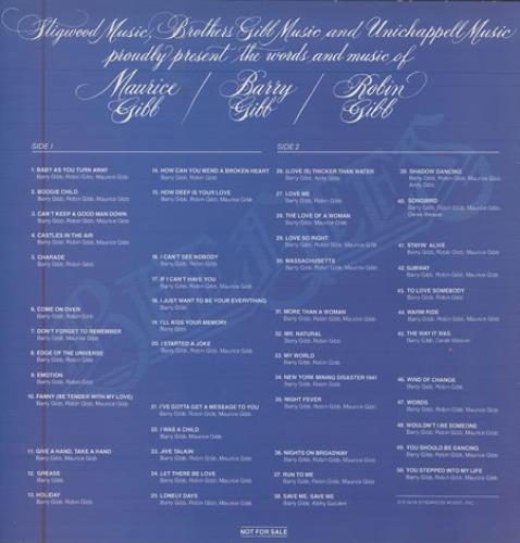 The Bee Gees The Words And Music Of Maurice Gibb/Barry Gibb/Robin Gibb vinyl LP album (LP record) US BGELPTH356438