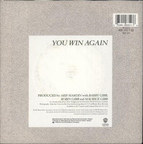 The Bee Gees You Win Again + Sleeve 7" vinyl single (7 inch record / 45) German BGE07YO745890