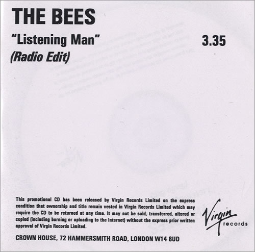 The Bees (00s) Listening Man - Radio Edit CD-R acetate UK BESCRLI481784