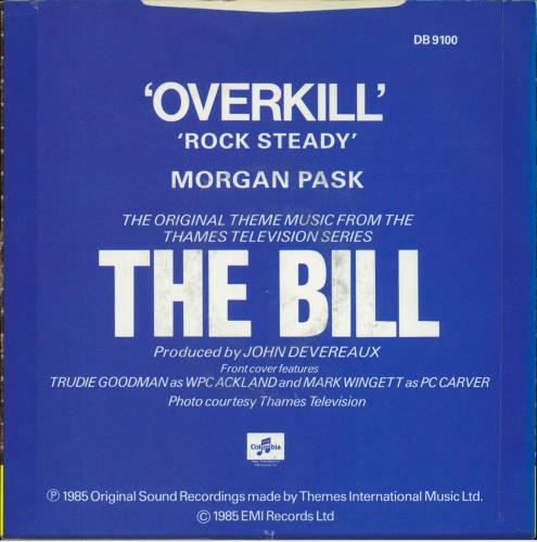 THE BILL Overkill 7" vinyl single (7 inch record / 45) UK TB907OV808652