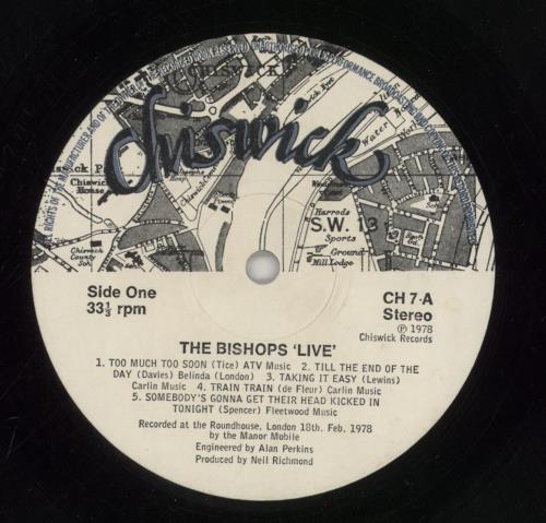 The Bishops (70s) Live! vinyl LP album (LP record) UK BPSLPLI863622