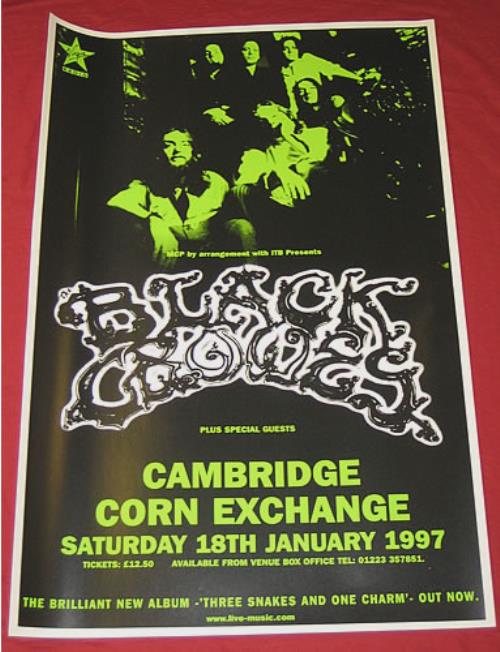 The Black Crowes Cambridge Corn Exchange poster UK CRWPOCA354370