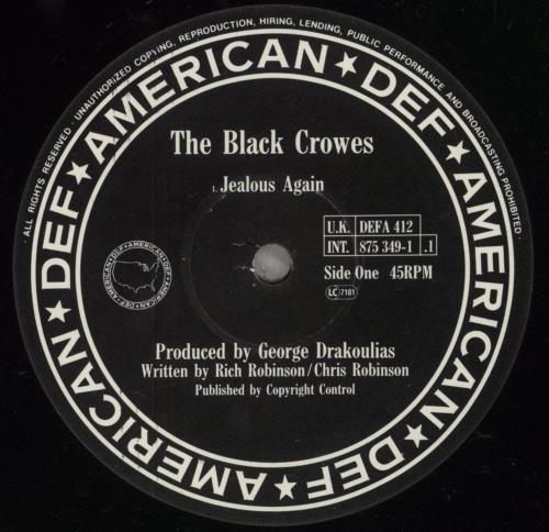 The Black Crowes Jealous Again - EX 12" vinyl single (12 inch record / Maxi-single) UK CRW12JE879572