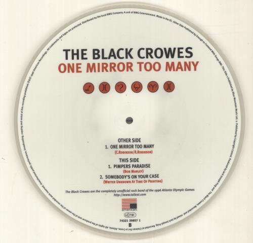The Black Crowes One Mirror Too Many 10" Vinyl Picture Disc (10 inch Record Single) UK CRW1PON164359