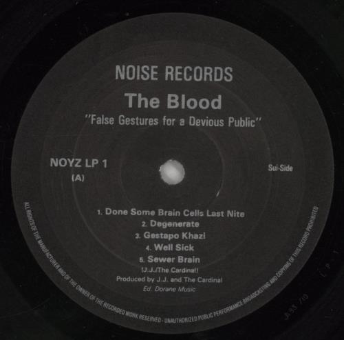 The Blood False Gestures For A Devious Public - VG vinyl LP album (LP record) UK 3ZPLPFA863269