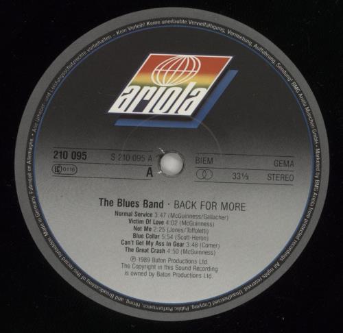 The Blues Band Back For More vinyl LP album (LP record) German B-NLPBA302324
