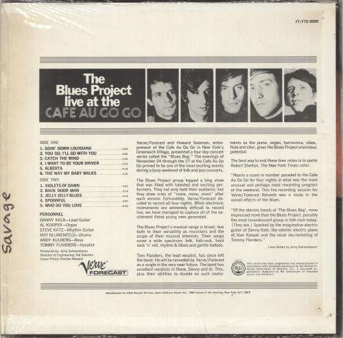 The Blues Project Live At The Cafe Au Go Go vinyl LP album (LP record) US BPRLPLI724564
