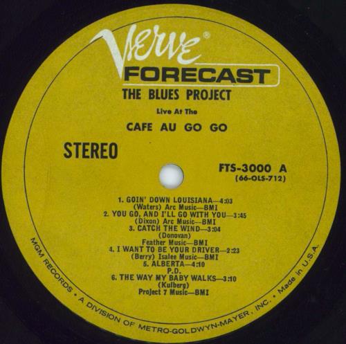The Blues Project Live At The Cafe Au Go Go vinyl LP album (LP record) US BPRLPLI815619
