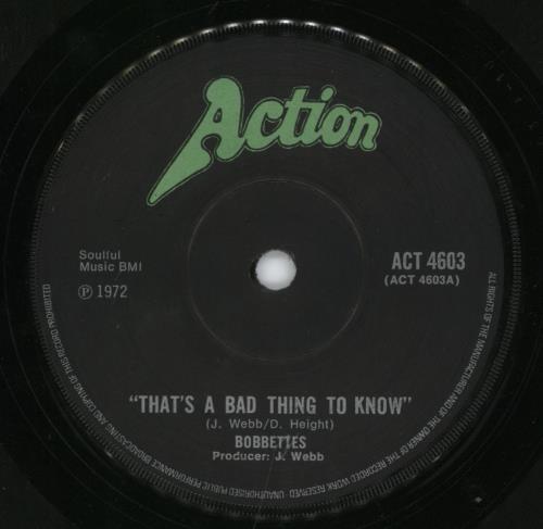 The Bobbettes That's A Bad Thing To Know 7" vinyl single (7 inch record / 45) UK VVU07TH803712