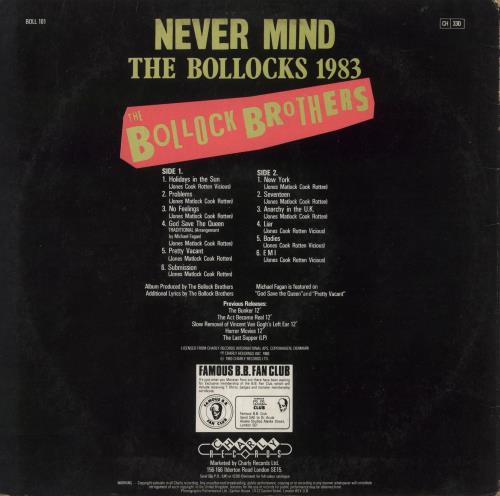 The Bollock Brothers Never Mind The Bollocks 1983 vinyl LP album (LP record) UK BBSLPNE617643