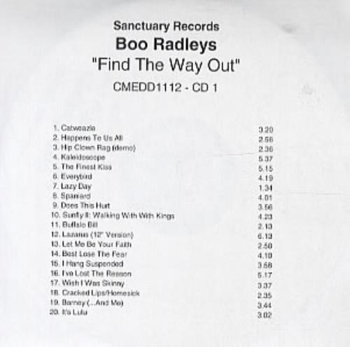 The Boo Radleys Find The Way Out CD-R acetate UK BORCRFI330904