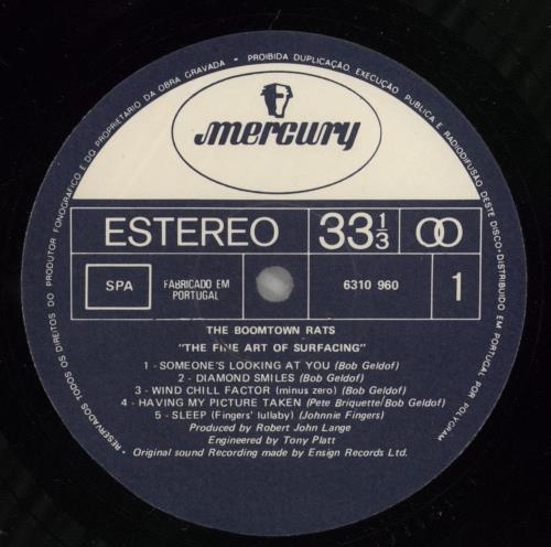 The Boomtown Rats The Fine Art Of Surfacing vinyl LP album (LP record) Portuguese RATLPTH602555