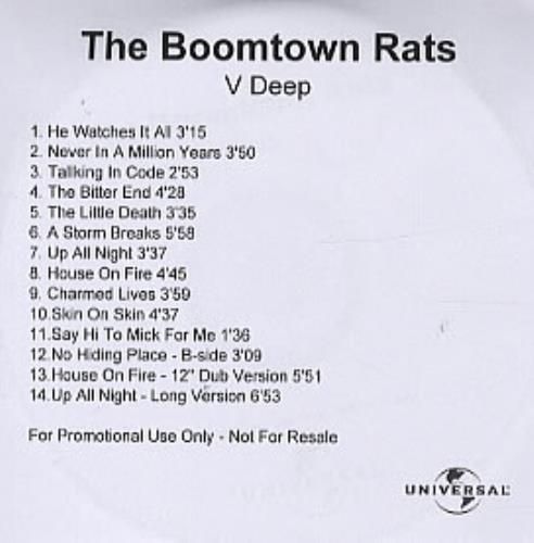 The Boomtown Rats V Deep CD-R acetate UK RATCRVD317234