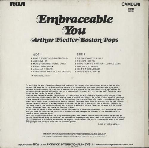 The Boston Pops Orchestra Embraceable You vinyl LP album (LP record) UK BP0LPEM765257