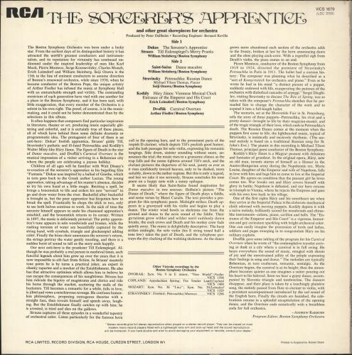 The Boston Symphony Orchestra The Sorcerer's Apprentice And Other Great Showpieces For Orchestra vinyl LP album (LP record) UK XJ8LPTH742273