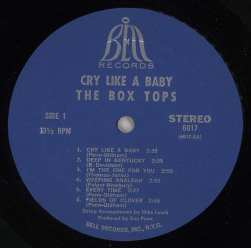 The Box Tops Cry Like A Baby - Deletion cut + Shrink vinyl LP album (LP record) US BXTLPCR871920