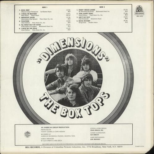 The Box Tops Dimensions vinyl LP album (LP record) US BXTLPDI234874