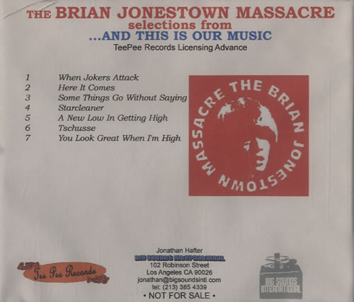 The Brian Jonestown Massacre ....And This Is Our Music CD-R acetate US BJWCRAN518862