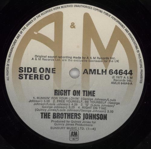 The Brothers Johnson Right On Time vinyl LP album (LP record) UK B/JLPRI868726