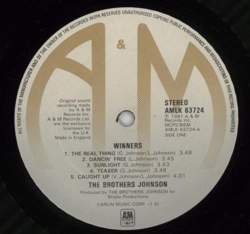 The Brothers Johnson Winners vinyl LP album (LP record) UK B/JLPWI523500