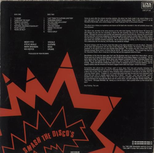 The Business Smash The Disco's vinyl LP album (LP record) UK NESLPSM877719