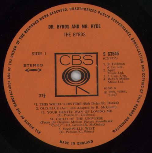 The Byrds Dr. Byrds & Mr. Hyde - Stereo - EX vinyl LP album (LP record) UK BYRLPDR778766