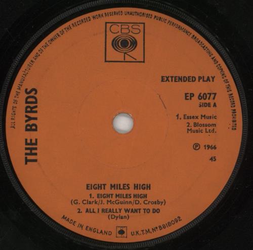 The Byrds Eight Miles High E.P. - Solid 7" vinyl single (7 inch record / 45) UK BYR07EI875899