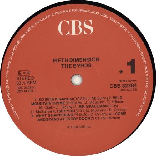 The Byrds Fifth Dimension vinyl LP album (LP record) Dutch BYRLPFI697418
