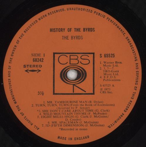 The Byrds History Of The Byrds - 1st - EX 2-LP vinyl record set (Double LP Album) UK BYR2LHI761688