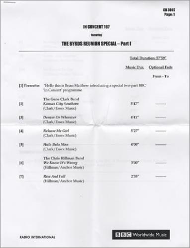 The Byrds In Concert 167 - The Byrds Reunion Special 2 CD album set (Double CD) UK BYR2CIN369069