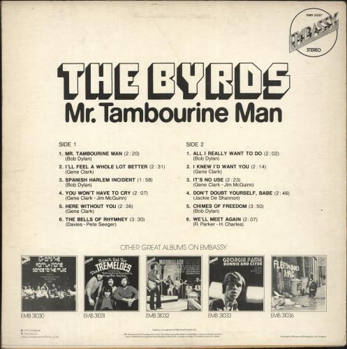 The Byrds Mr Tambourine Man vinyl LP album (LP record) UK BYRLPMR316121