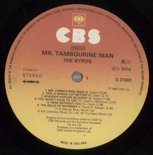The Byrds Mr Tambourine Man vinyl LP album (LP record) UK BYRLPMR887769