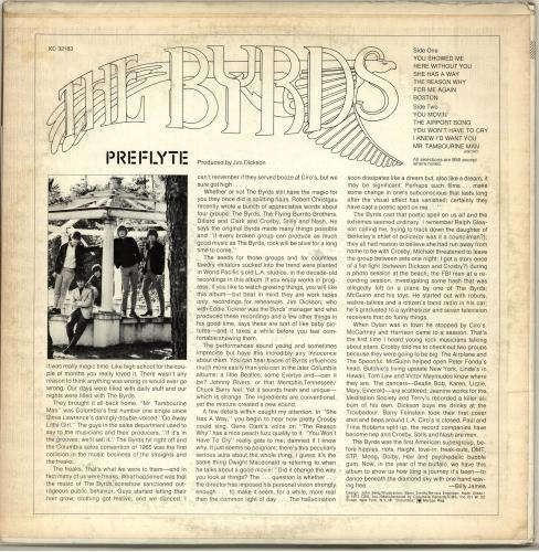 The Byrds Preflyte - Radio Stickered vinyl LP album (LP record) US BYRLPPR704560