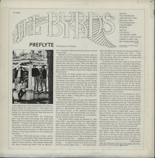 The Byrds Preflyte vinyl LP album (LP record) US BYRLPPR314274