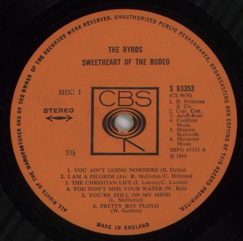 The Byrds Sweetheart Of The Rodeo - 1st St - VG vinyl LP album (LP record) UK BYRLPSW881355