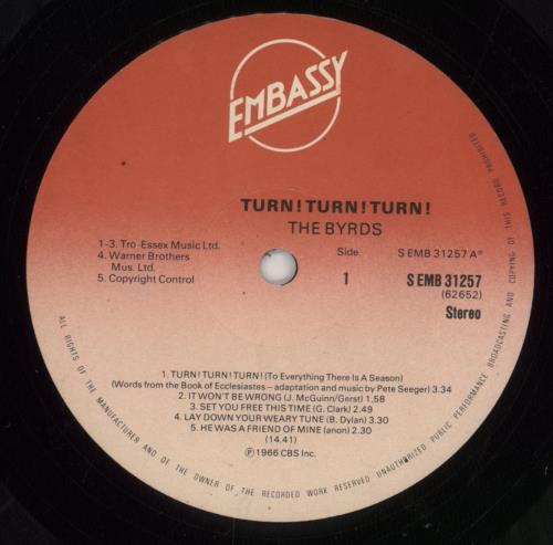 The Byrds Turn! Turn! Turn! vinyl LP album (LP record) UK BYRLPTU673703