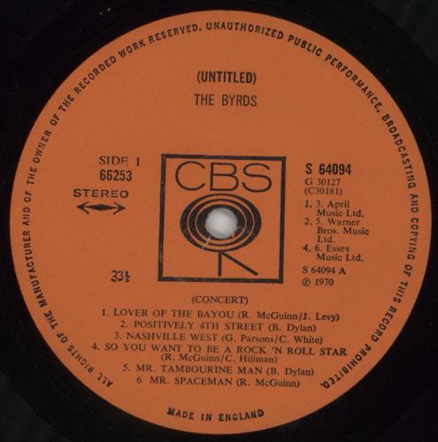 The Byrds Untitled - 1st - VG 2-LP vinyl record set (Double LP Album) UK BYR2LUN861198