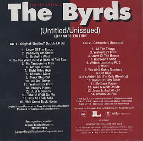 The Byrds Untitled/Unissued 2 CD album set (Double CD) US BYR2CUN147137