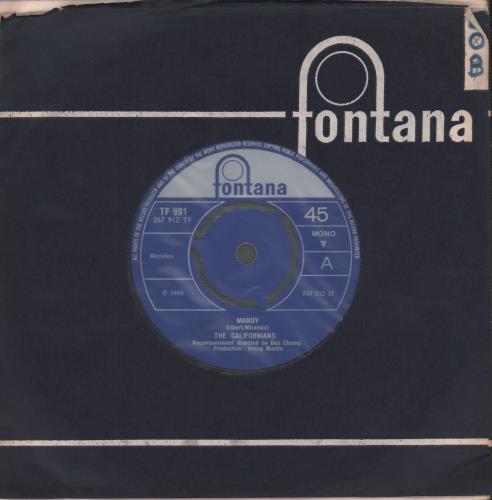 The Californians Mandy 7" vinyl single (7 inch record / 45) UK T4207MA674854