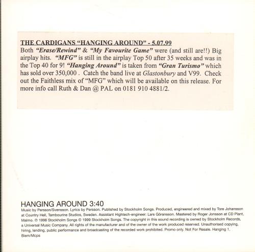 The Cardigans Hanging Around CD single (CD5 / 5") UK CDGC5HA138921