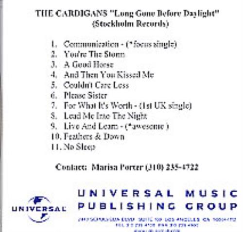 The Cardigans Long Gone Before Daylight CD-R acetate US CDGCRLO252582