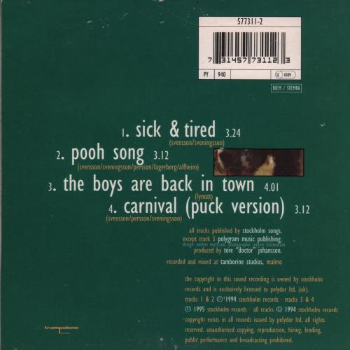 The Cardigans Sick & Tired CD single (CD5 / 5") UK CDGC5SI55630