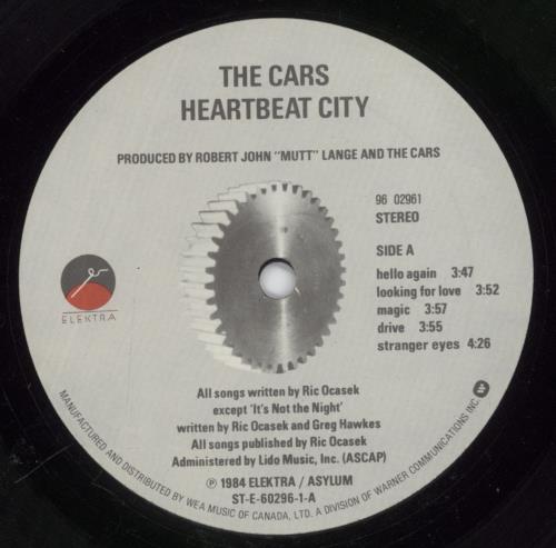 The Cars Heartbeat City vinyl LP album (LP record) Canadian C-RLPHE753697