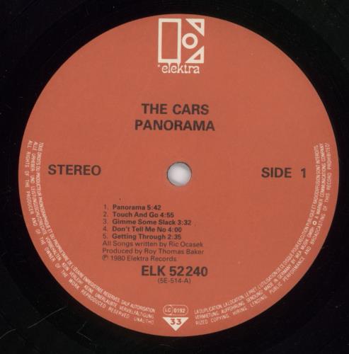 The Cars Panorama - Prime Cuts Sticker vinyl LP album (LP record) German C-RLPPA890794