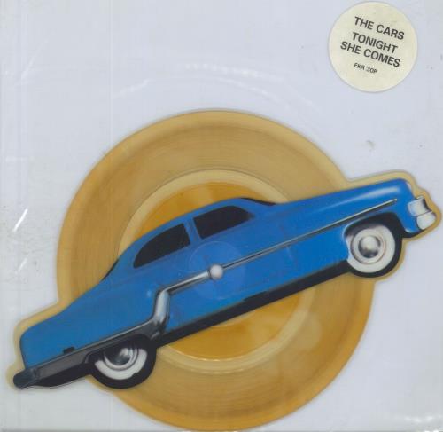 The Cars Tonight She Comes - Tea Stain - Hype Stickered shaped picture disc (picture disc vinyl record) UK C-RSHTO814010